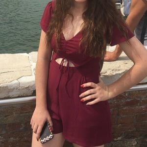Dark red Romper with cut out